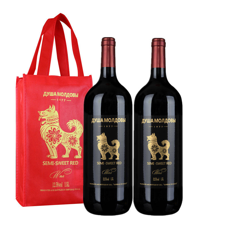 摩尔多瓦进口红酒祥瑞大金旺红葡萄酒赤霞珠美乐黑皮诺混酿半甜型