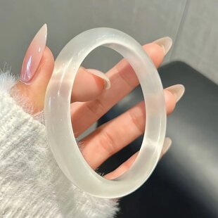 天然猫眼石镯子冰透高冰种琉璃白月光手镯高级送闺蜜女友生日礼物