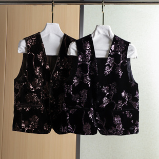 外穿国风坎肩马甲 2024秋季 新品 新中式 轻奢高级感亮片刺绣背心时尚