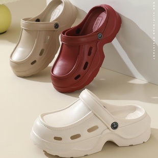 林润55新款洞洞鞋女厚底踩屎感夏季外穿时尚耐磨女士户外包头拖鞋