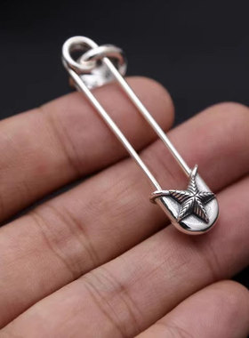 牌克罗潮牌925纯银五角星星时尚心胸针别针吊坠男女复古挂坠项链