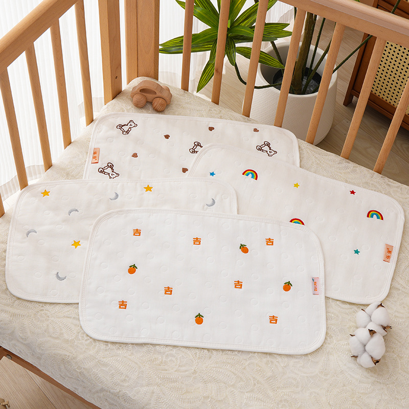 新生婴儿纱布云片枕12层纱棉平枕宝宝防吐奶偏头枕垫吸汗枕巾