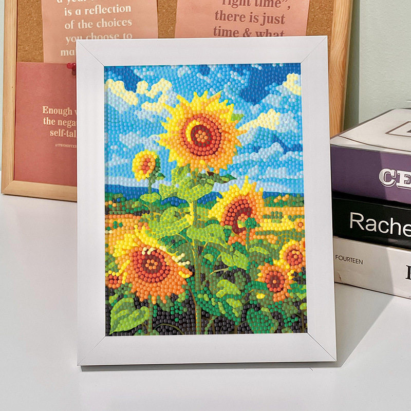 向日葵钻石贴画满钻小幅客厅钻石绣小野菊2023新款花卉粘贴画,家居饰品,工艺画,淘宝优惠券,粉丝福利购,淘宝优惠卷