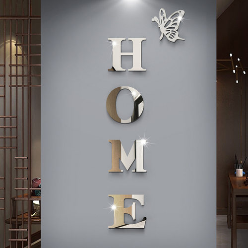 jm1237跨境home家庭标语亚克力3d立体镜面墙贴玄关门口装饰品