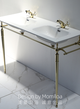 美景卫浴 北欧复古简约风格洗脸盆双盆1.2米120cm欧式双槽洗脸台