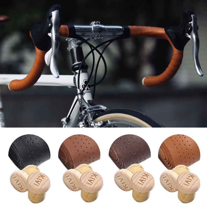 KIVI自行车弯把复古把带皮革织物
