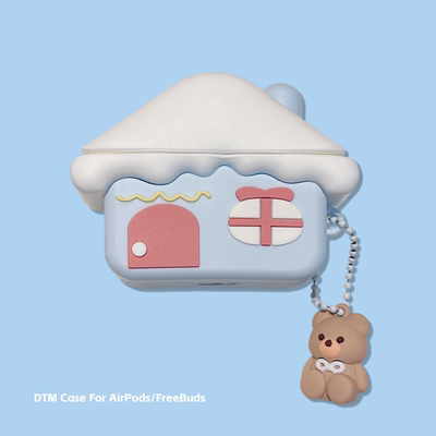 适用华为freebuds7i保护套6i 5i至臻版freeclip2耳夹se3小熊房子freebudspro3蓝牙耳机壳4e防摔pro5硬壳se2