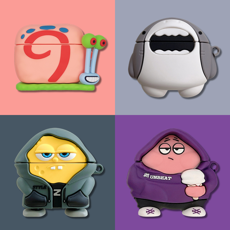 适用oppo enco free3保护套air2派大星oppoencoair4pro海绵宝宝oppoencofree2i蓝牙耳机壳air3i硅胶R2新声版