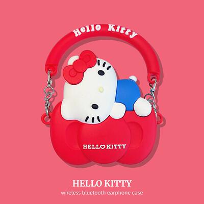 适用xiaomi小米redmi红米buds6pro保护套redmibuds5pro青春版xiaomibuds5无线蓝牙耳机壳红色蝴蝶结kitty猫