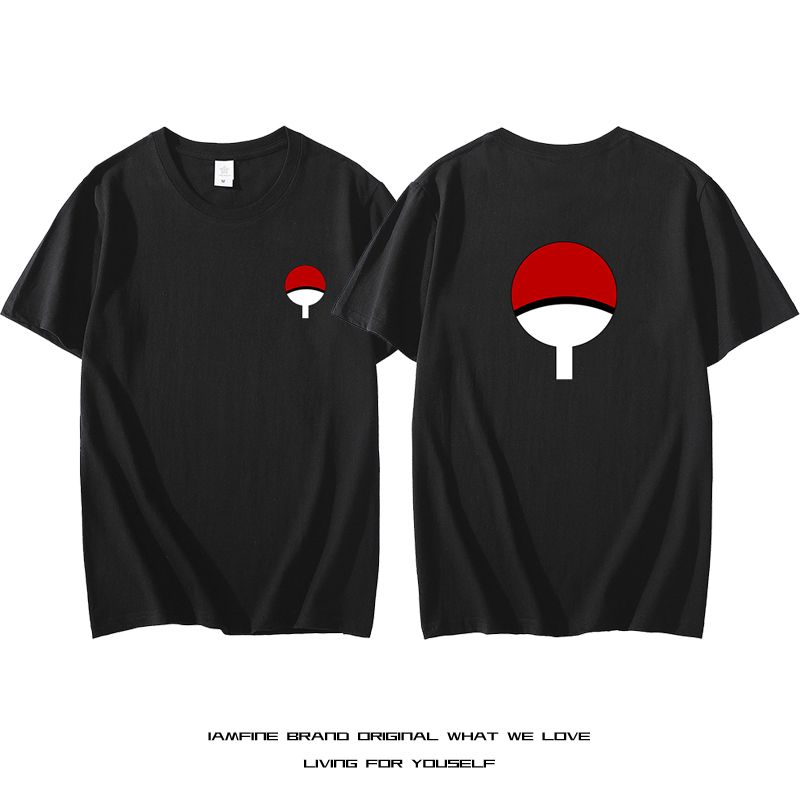 火影忍者宇智波家族佐助火扇T恤鸣人旋涡标志族徽衣服周边短袖男