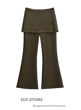 美式复古黑色加绒裤子新款秋冬流行加厚休闲裤超火微喇裤阔腿裤子