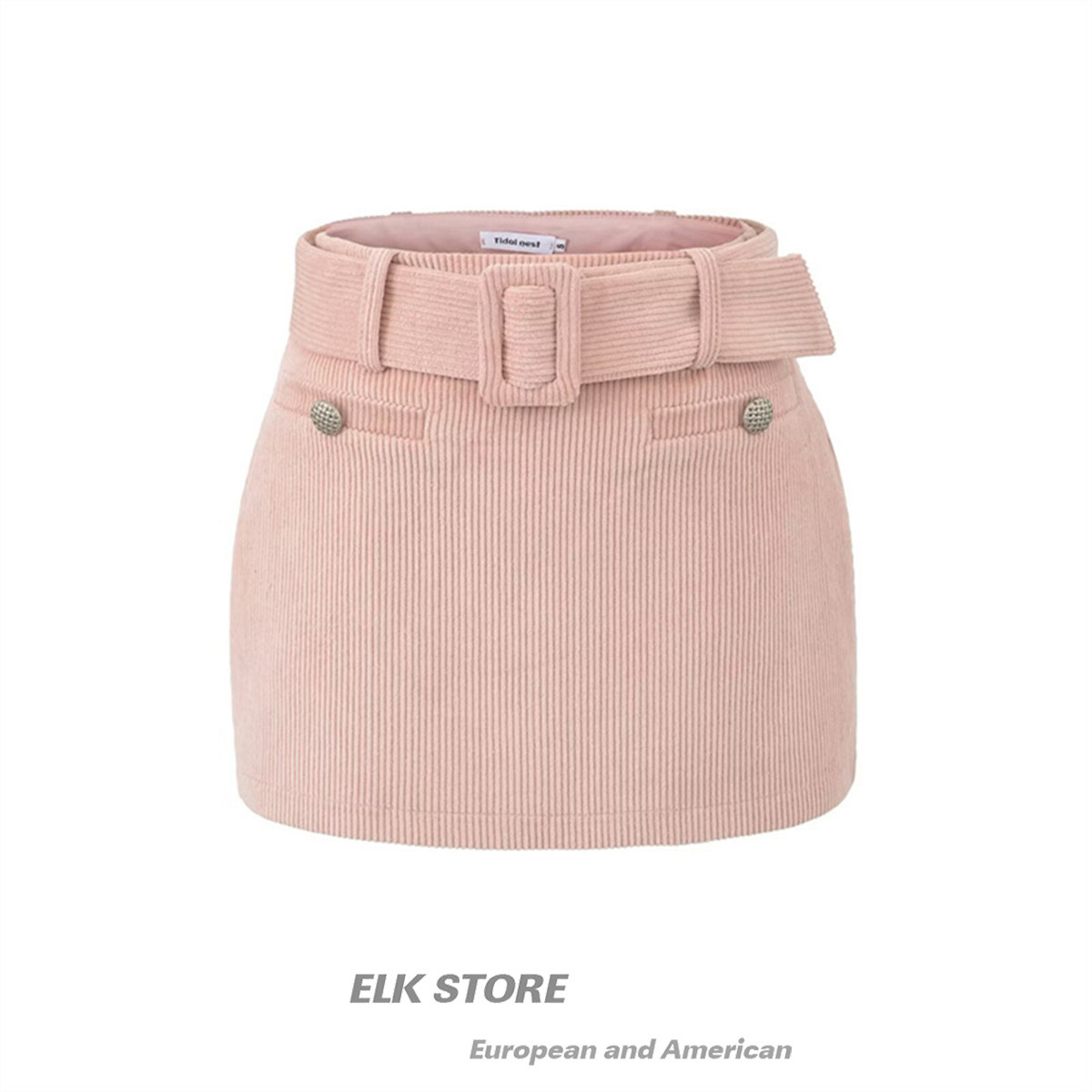 甜美纯欲粉色灯芯绒半身裙女秋冬miu系包臀裙高腰修身宽腰带短裙,女装/女士精品,半身裙,淘宝优惠券,粉丝福利购,淘宝优惠卷