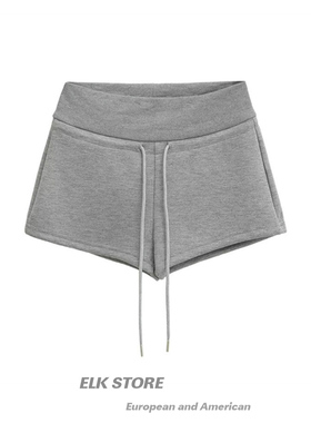 美式辣妹灰色低腰运动短裤女春夏新款三分裤休闲直筒修身包臀热裤