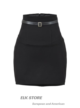 韩漫少女性感高腰丰胯短裙显瘦收腰防走光包臀半身裙黑色高腰裙子