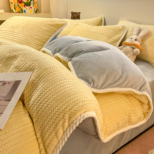 牛奶绒被套180cmx220cm单件冬季 珊瑚绒被罩150x200x230加绒四件套