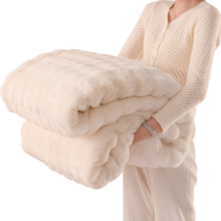 兔毛绒毛毯被子加厚冬季珊瑚加绒羊羔绒学生宿舍床上用沙发盖毯子