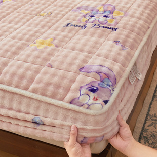 儿童a类牛奶绒床笠冬季加绒床垫保护套珊瑚绒床罩加厚夹棉床套罩
