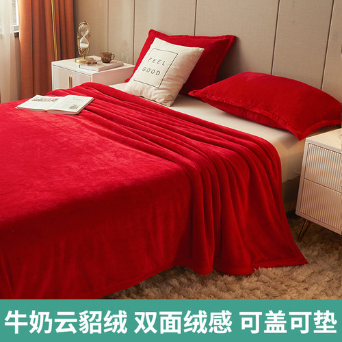 四季皆宜牛奶云貂绒盖毯空调毯