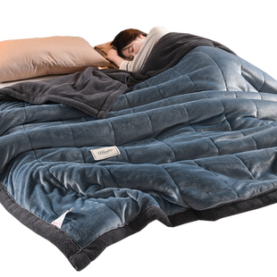 三层毛毯冬季加厚珊瑚绒毯子床上用办公室午睡法兰绒盖毯铺床被子