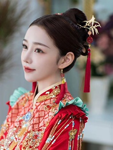 新中式新娘敬酒服头饰婚礼结婚秀禾服发饰简约旗袍古风簪子新款女