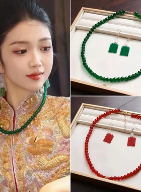 琉璃珍珠复古配饰短款锁骨链