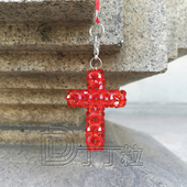 手工串珠十字架人造水晶迷你包包挂件甜美编织珠子成品小装 饰礼品