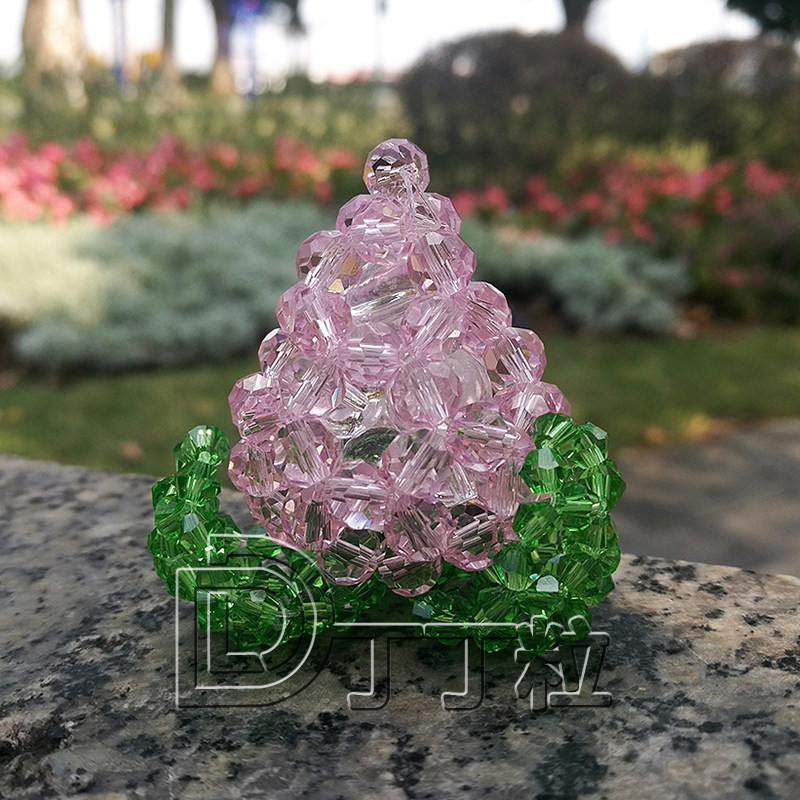 丁丁粒手工串珠桃成品水晶桃子摆件粉红小桃子家居装饰创意礼品