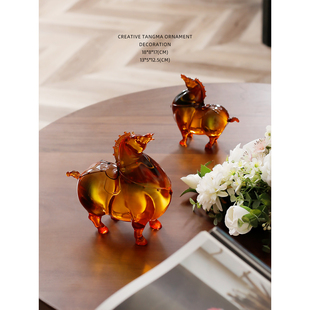 迷屿新中式渐变马到成功招财唐马摆件客厅办公室家居装饰乔迁礼品