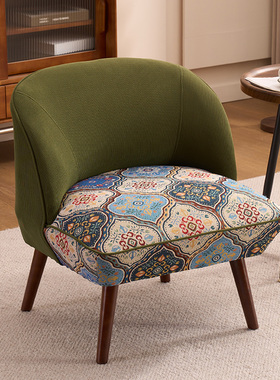 单人小沙发椅客厅阳台休闲椅卧室无扶手椅子美式复古看书单椅意式