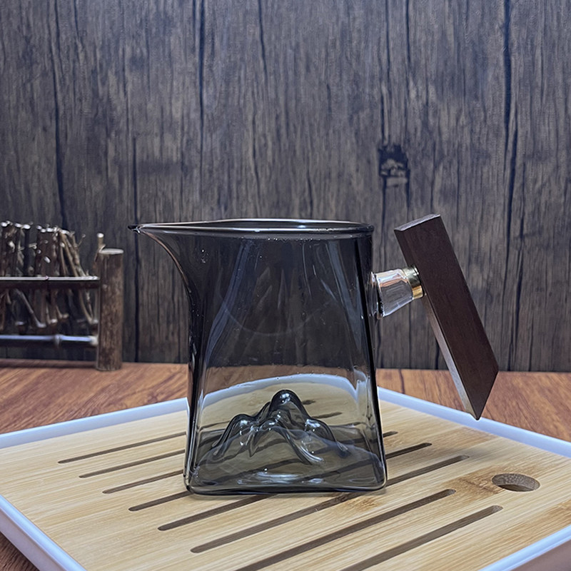 日式公道杯观山加厚玻璃木柄方形茶海带茶漏带把手分茶器茶滤套装,餐饮具,公道杯,淘宝优惠券,粉丝福利购,淘宝优惠卷