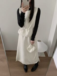 冬上新! yanc plus新款韩系加厚马甲半身裙两件套装(含包包)