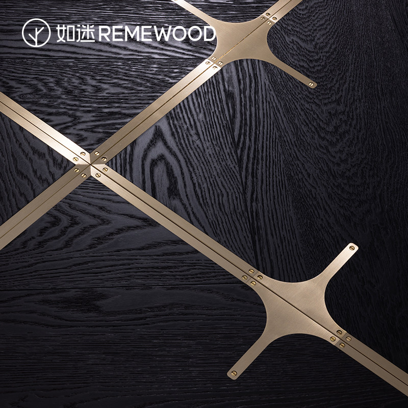 REMEWOOD橡木实木复合异型拼花木地板手工镶嵌全桦ENF级地暖家用