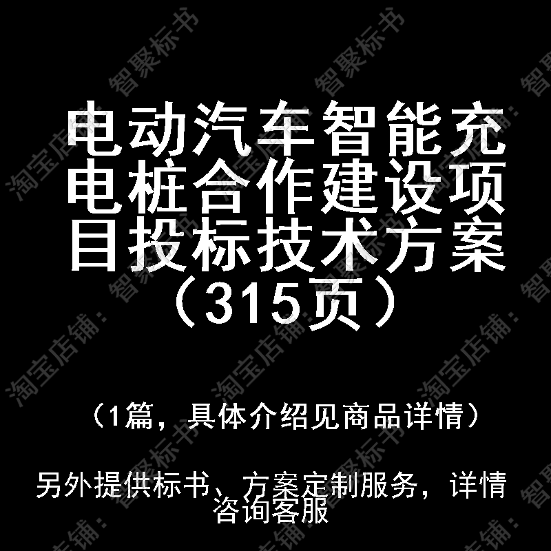 电动汽车智能充电桩合作建设项目投标投标书文件技术方案制作范本