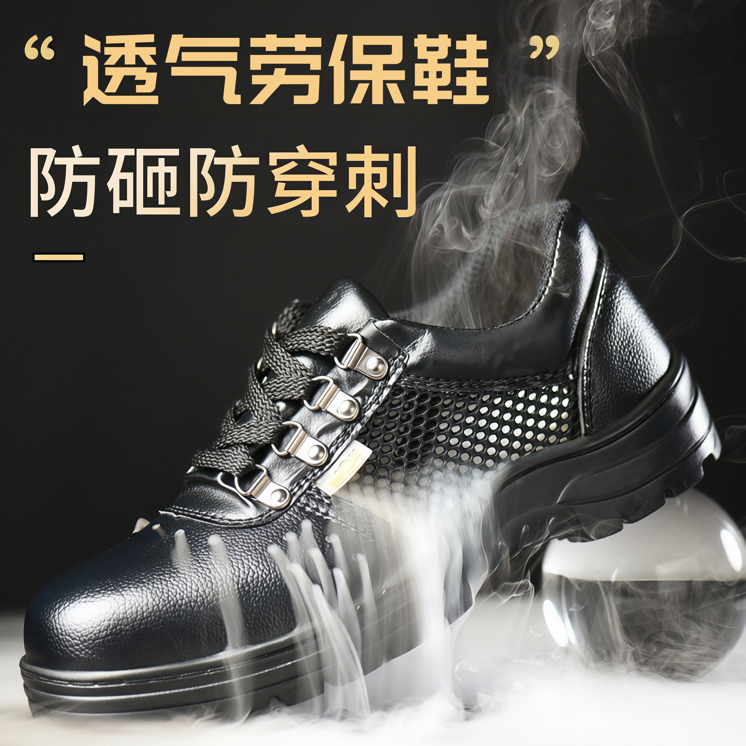 劳保鞋男钢包头防砸防刺穿夏季透气防臭轻便带钢板耐磨工地工作鞋