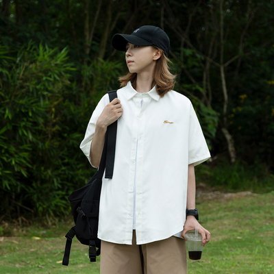 夏季宽松休闲纯色男女同款衬衣