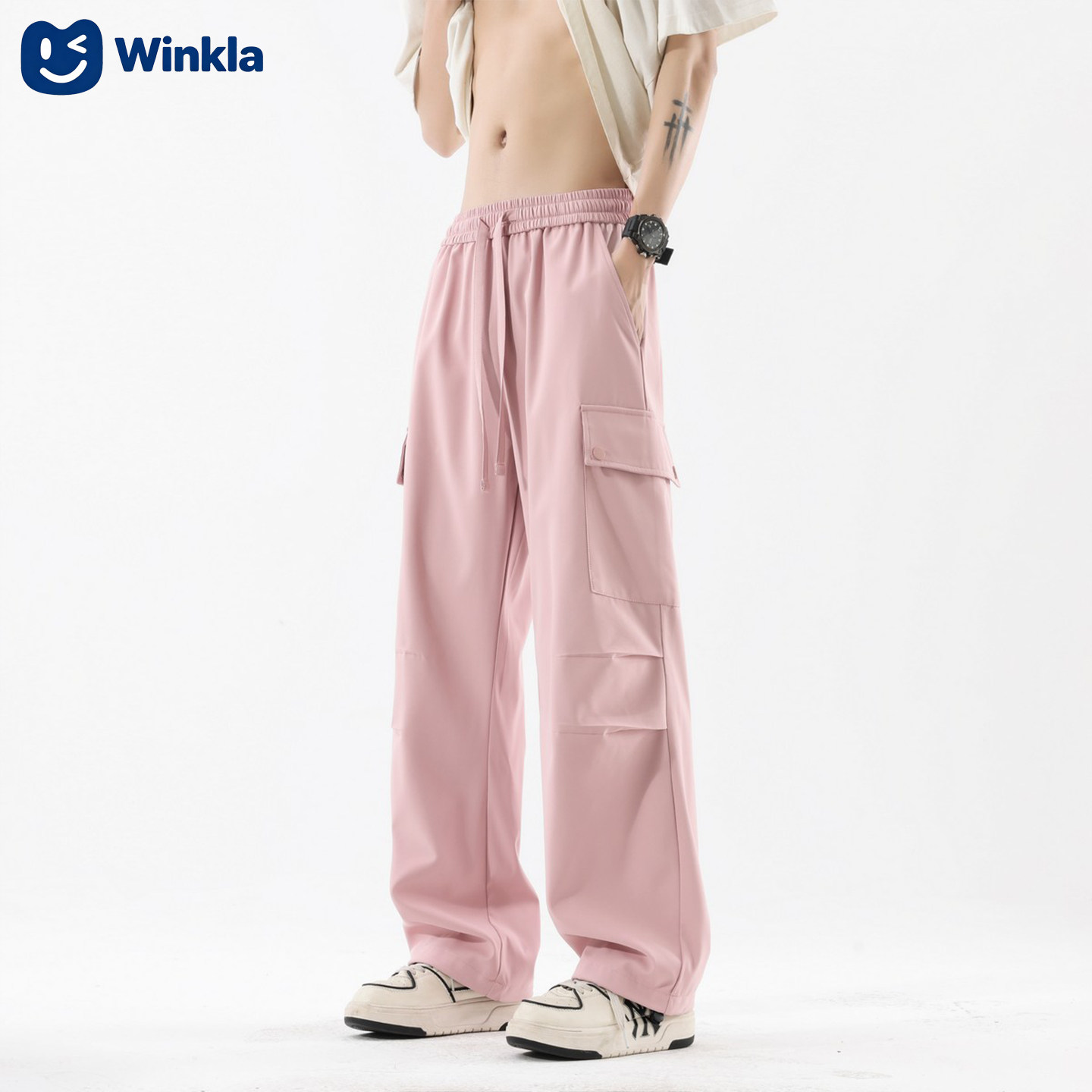 Winkla高弹工装阔腿防泼水长裤