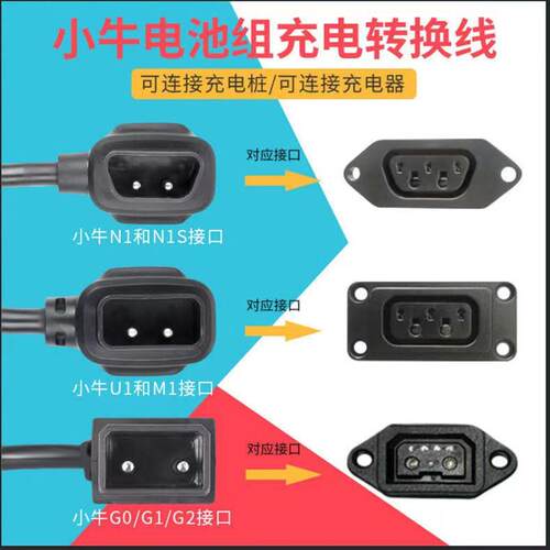 小牛锂电池车N1s充电器转换线M1MUS/UN1转接头小绿人充电桩G1