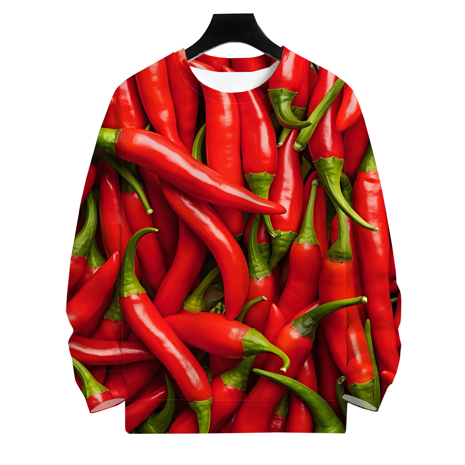 春秋奇装异服辣椒3D印花圆领卫衣
