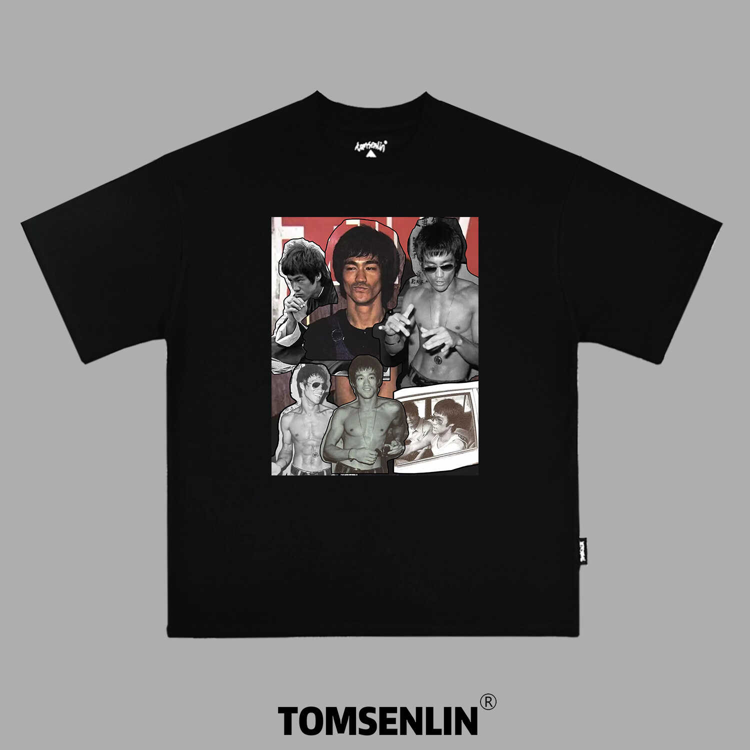 tomsenlin汤森林2024S原创李小龙组合拼图PHOTO T美式短袖