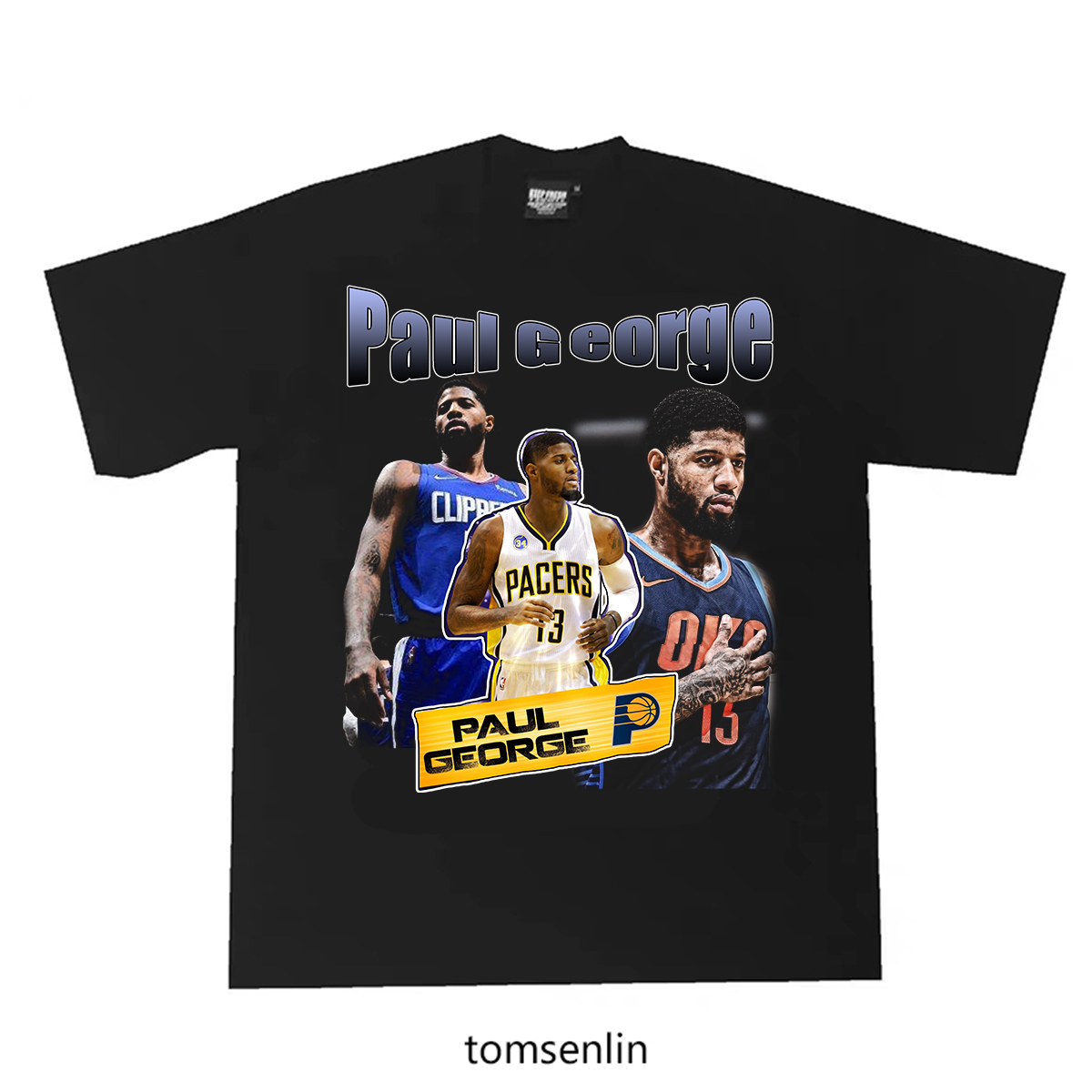 tomsenlin汤森林原创保罗乔治步行者雷霆快船三时期素材美式短袖