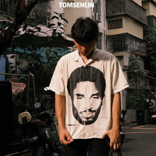 tomsenlin科比布莱恩特大头莱赛尔面料康丽印花环保印花冰感衬衫