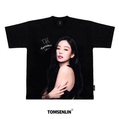 tomsenlin金珍妮김제니Jennie Kim复古人像康丽印花短袖