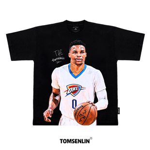 tomsenlin雷霆时期拉塞尔威斯布鲁克威少康丽印花美式短袖