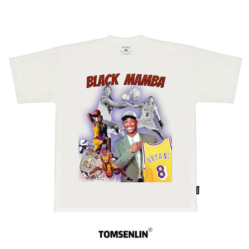 tomsenlin拼图系列新秀年轻科比布莱恩特KOBE康丽印花短袖