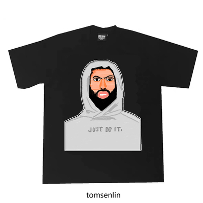 tomsenlin汤森林安东尼戴维斯美式简笔手画插画短袖美式小领口