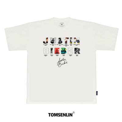 tomsenlin复刻贾斯丁比伯专辑拼凑设计康丽印花短袖长袖卫衣