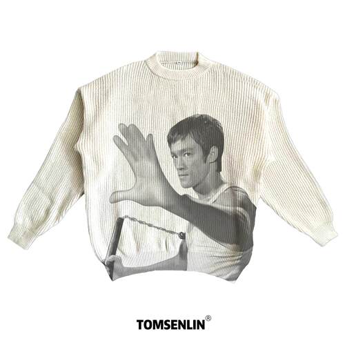 tomsenlin康丽印花直喷李小龙Clenafit秋冬慵懒毛衣卫衣长短袖