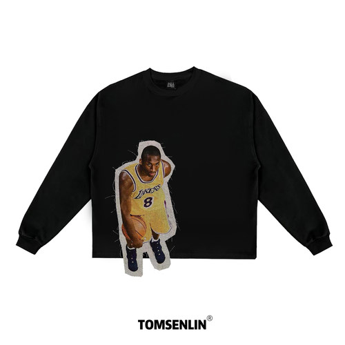 tomsenlin科比创意手工复古线毯贴布宽松短袖