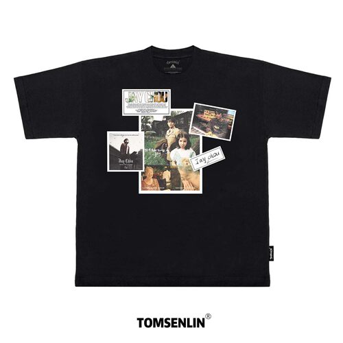tomsenlin康丽印花周杰伦周边手工贴布款宽松长短袖卫衣男女同款