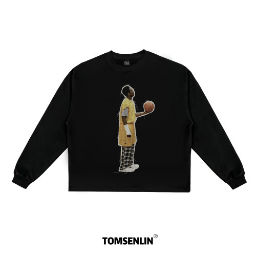 tomsenlin科比右手骨折练习左手投篮线毯手工贴布remake黑白短袖
